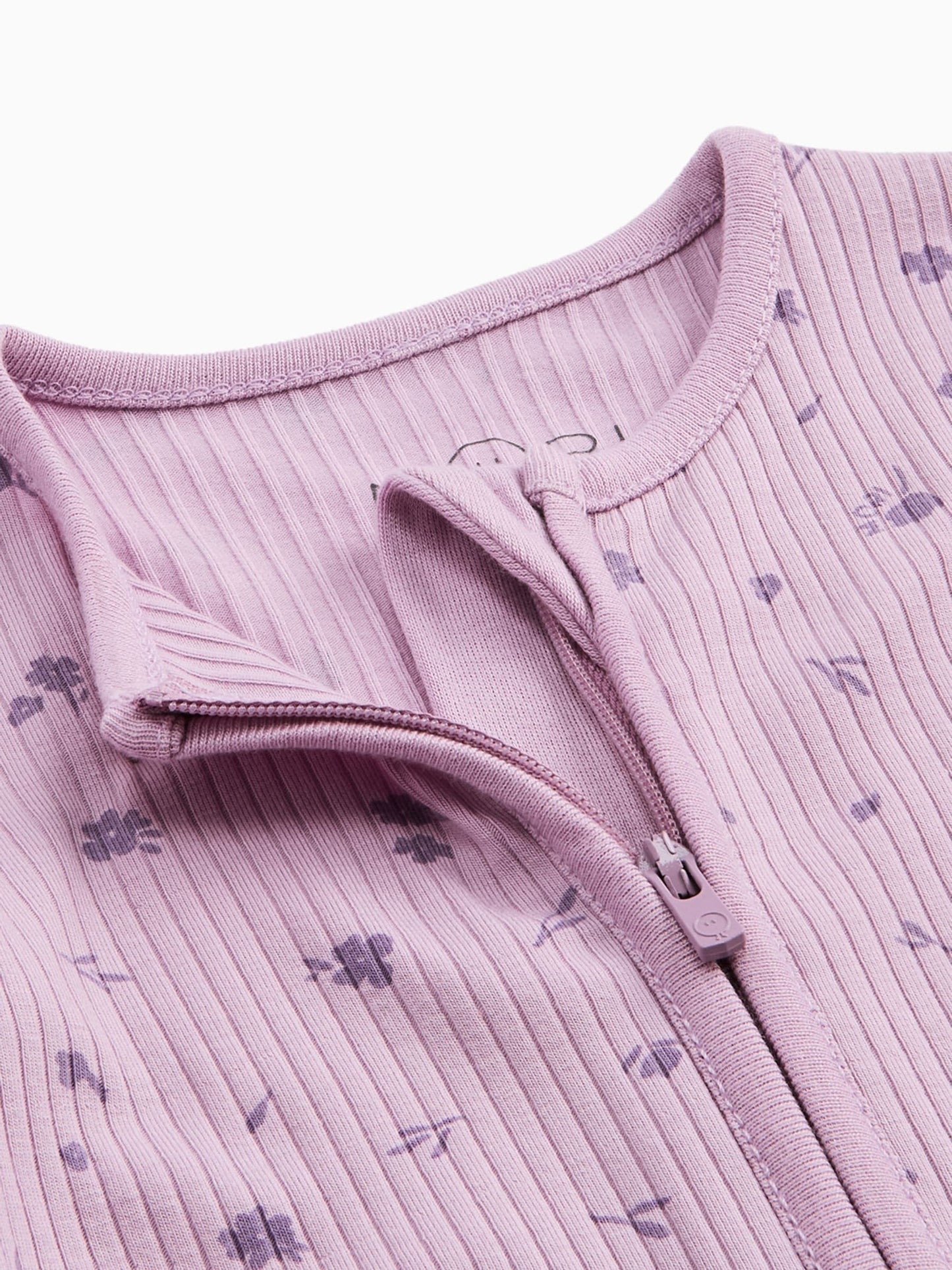 MORI Purple Ribbed Stretch Supersoft 2 Way Zip Sleepsuit image 4