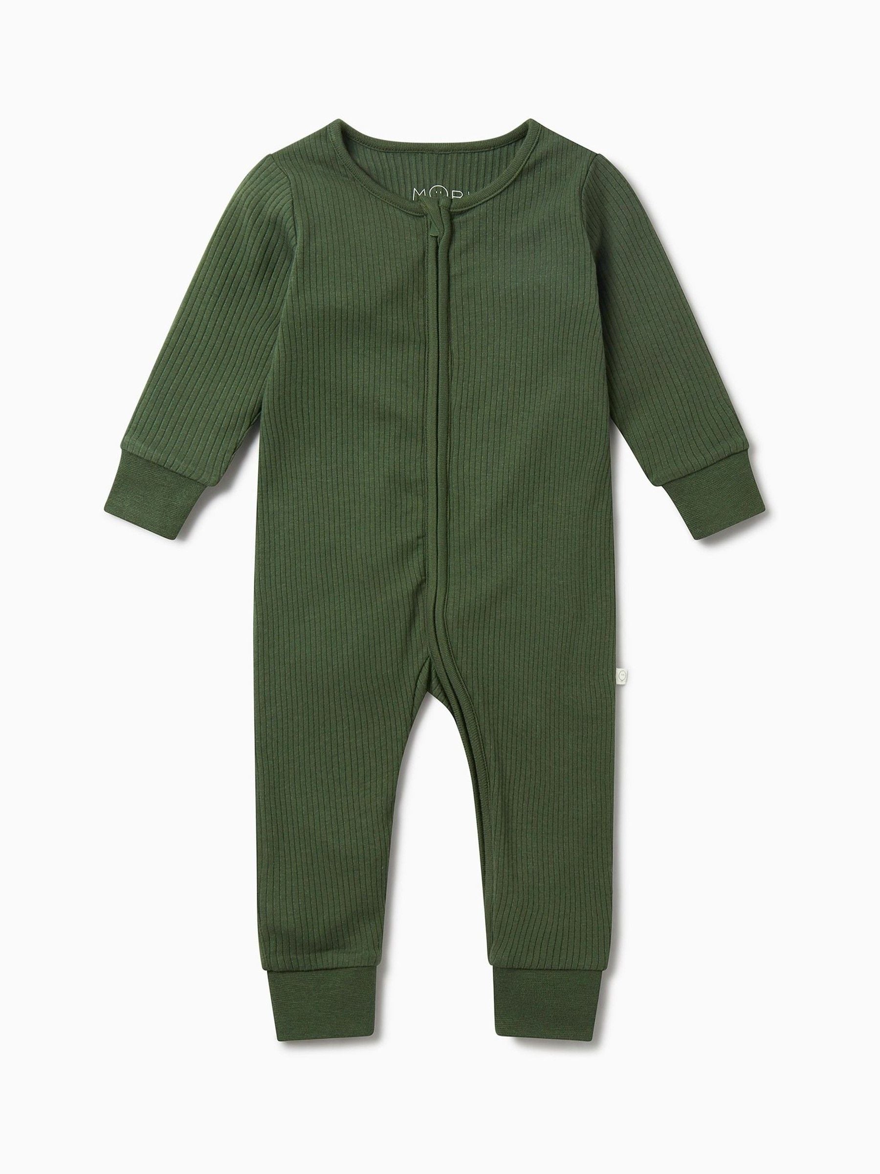 MORI Pine Green Stretch Supersoft 2 Way Zip Sleepsuit image 1