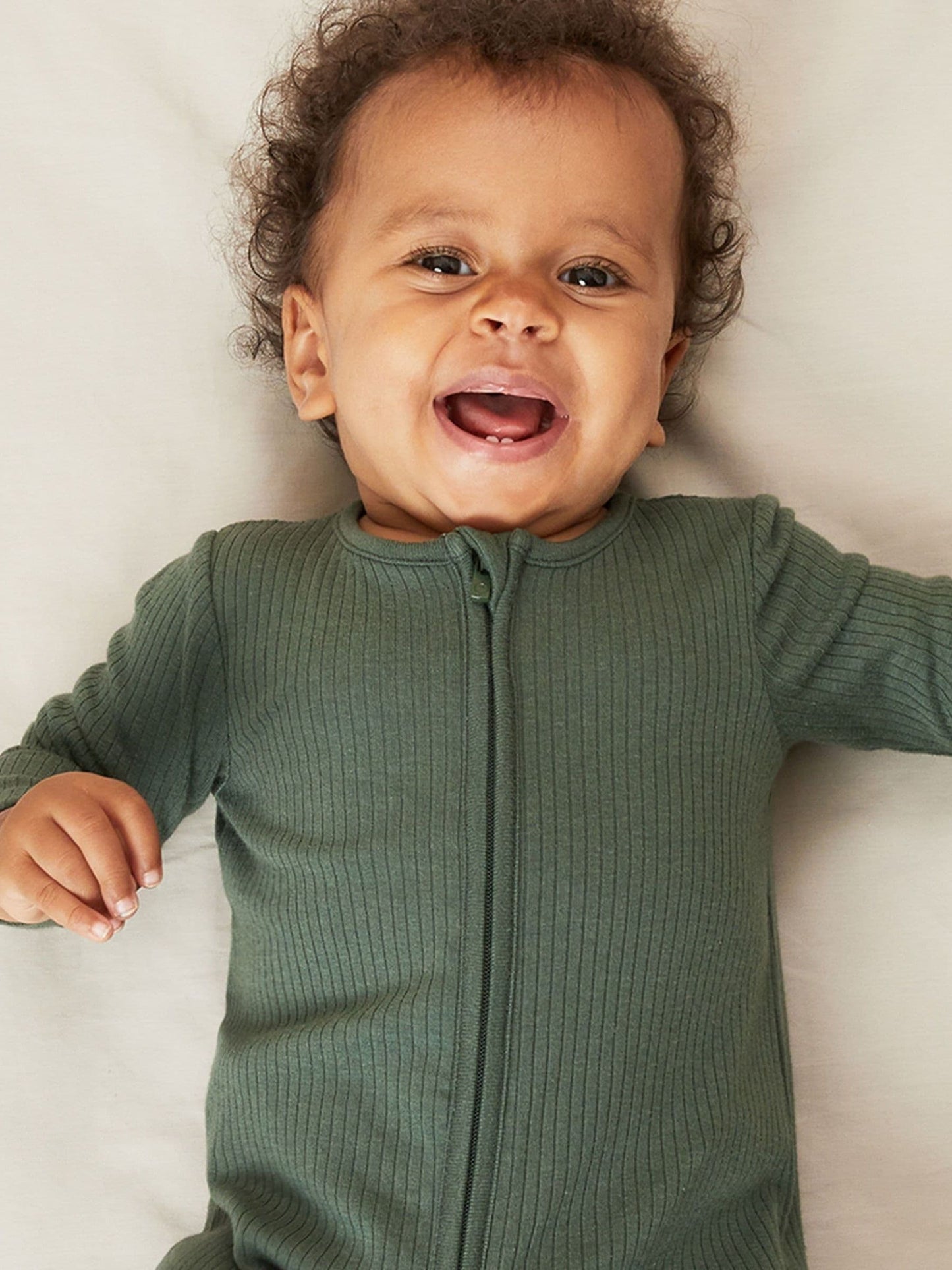 MORI Pine Green Stretch Supersoft 2 Way Zip Sleepsuit image 2