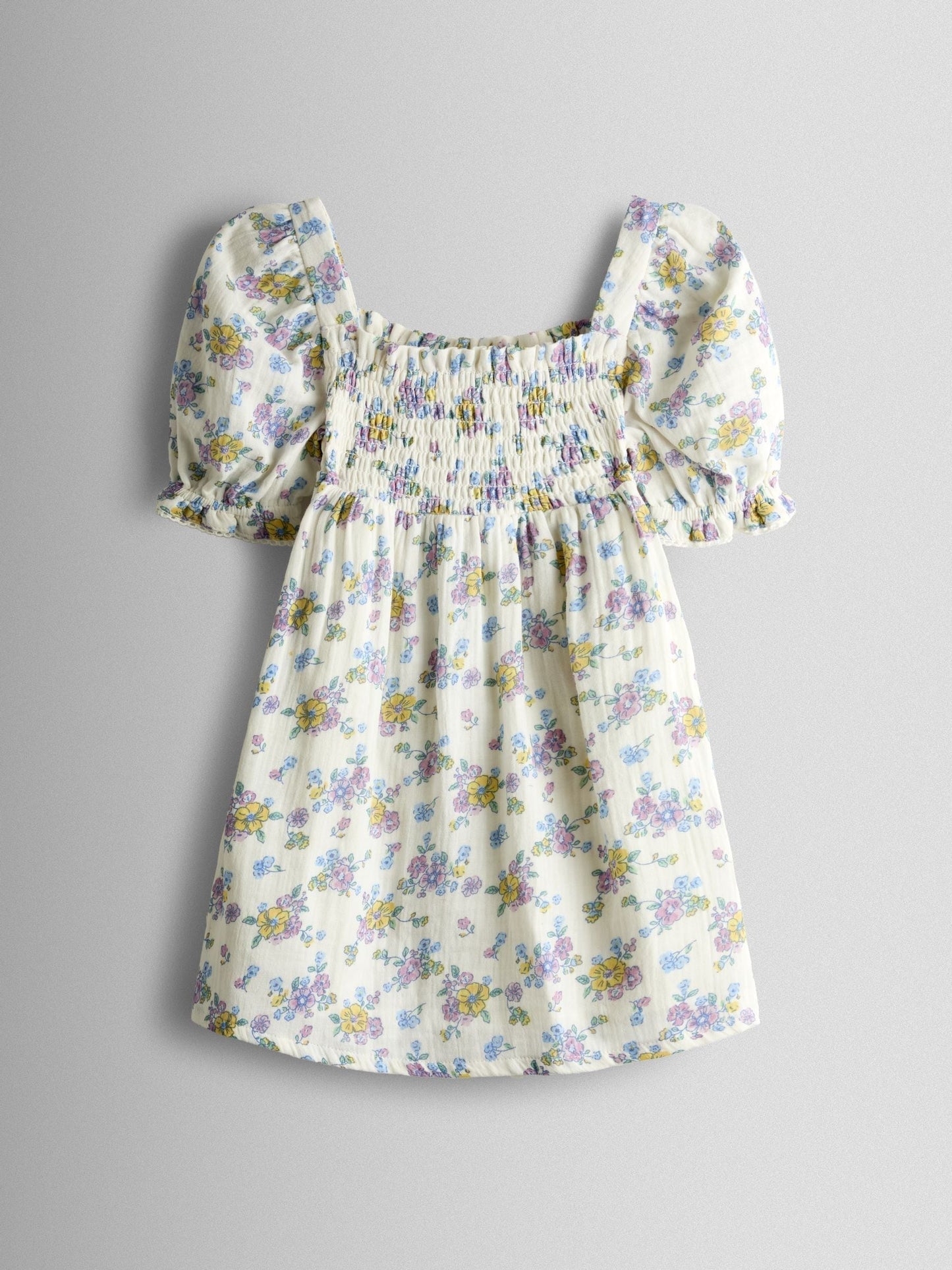 JoJo Maman Bébé Natural Floral Cheesecloth Smocked Bodice Dress image 1