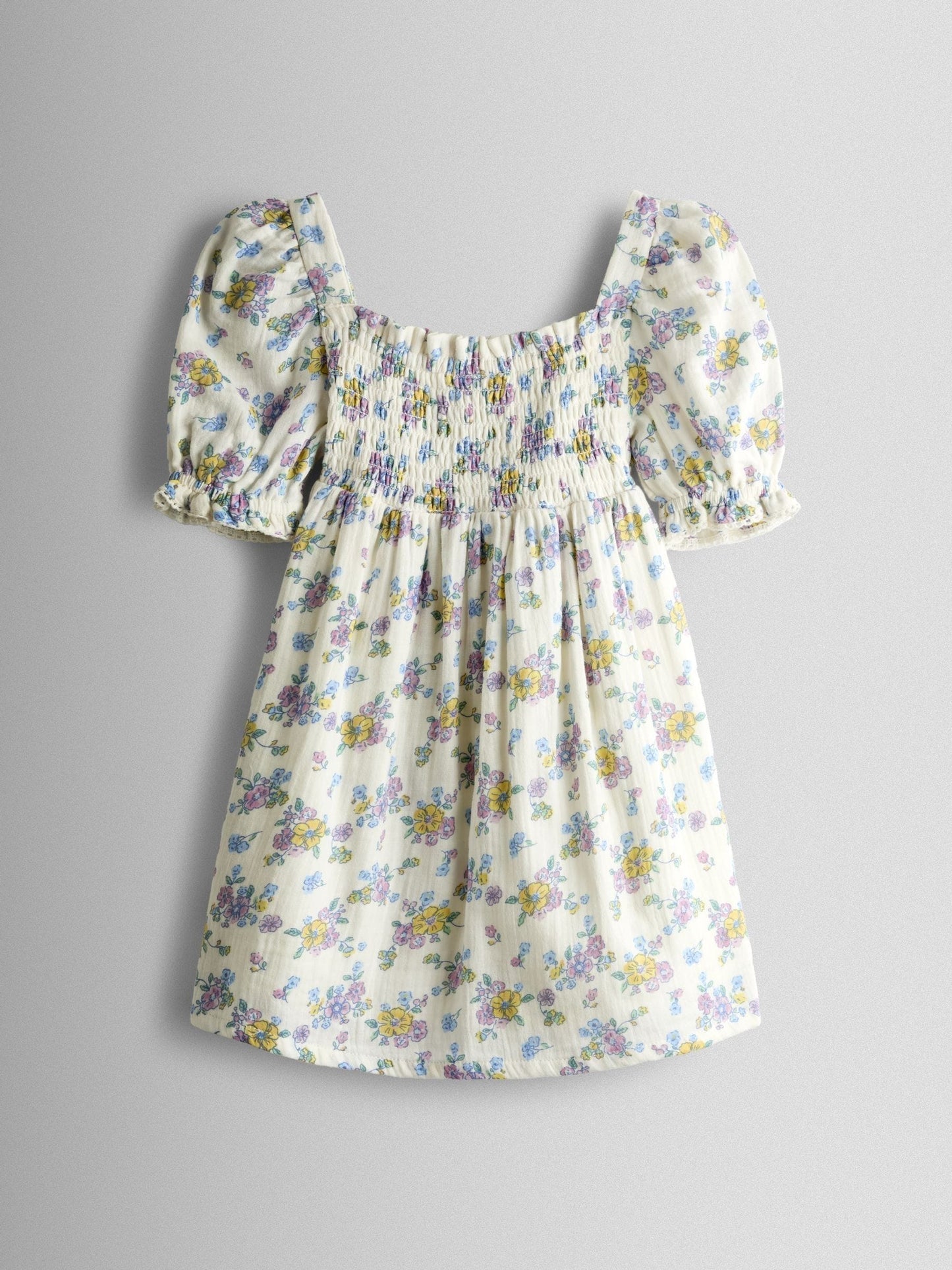 JoJo Maman Bébé Natural Floral Cheesecloth Smocked Bodice Dress image 2