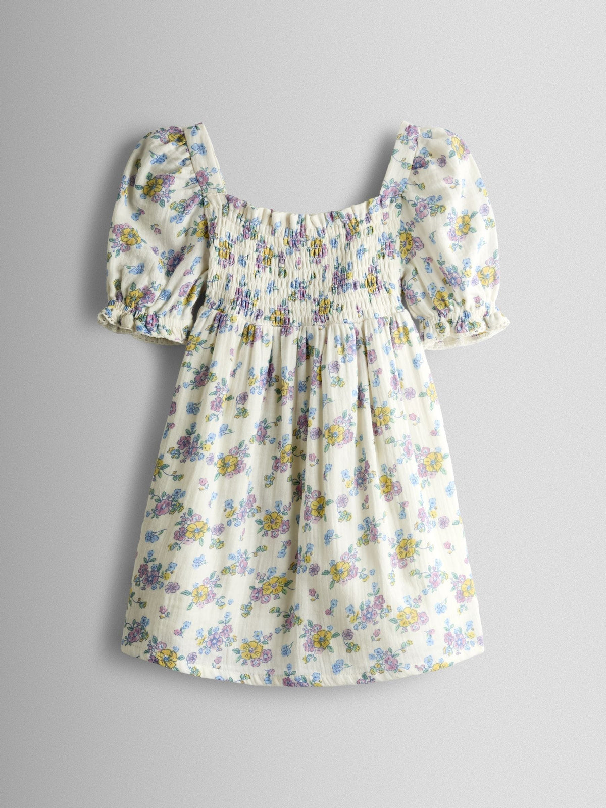 JoJo Maman Bébé Natural Floral Cheesecloth Smocked Bodice Dress image 2