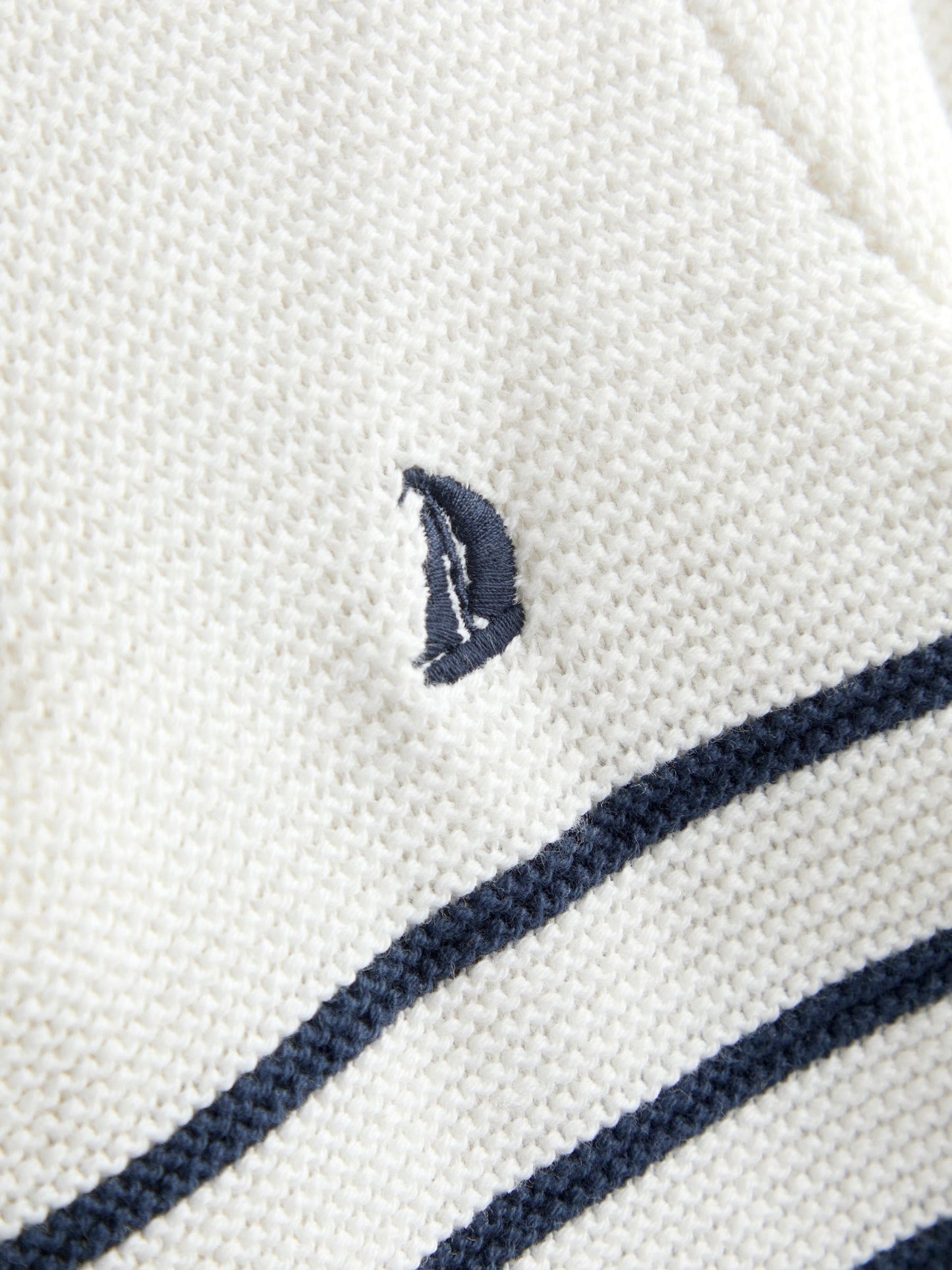 JoJo Maman Bébé Cream Navy Stripe Half Zip Knitted Jumper image 4