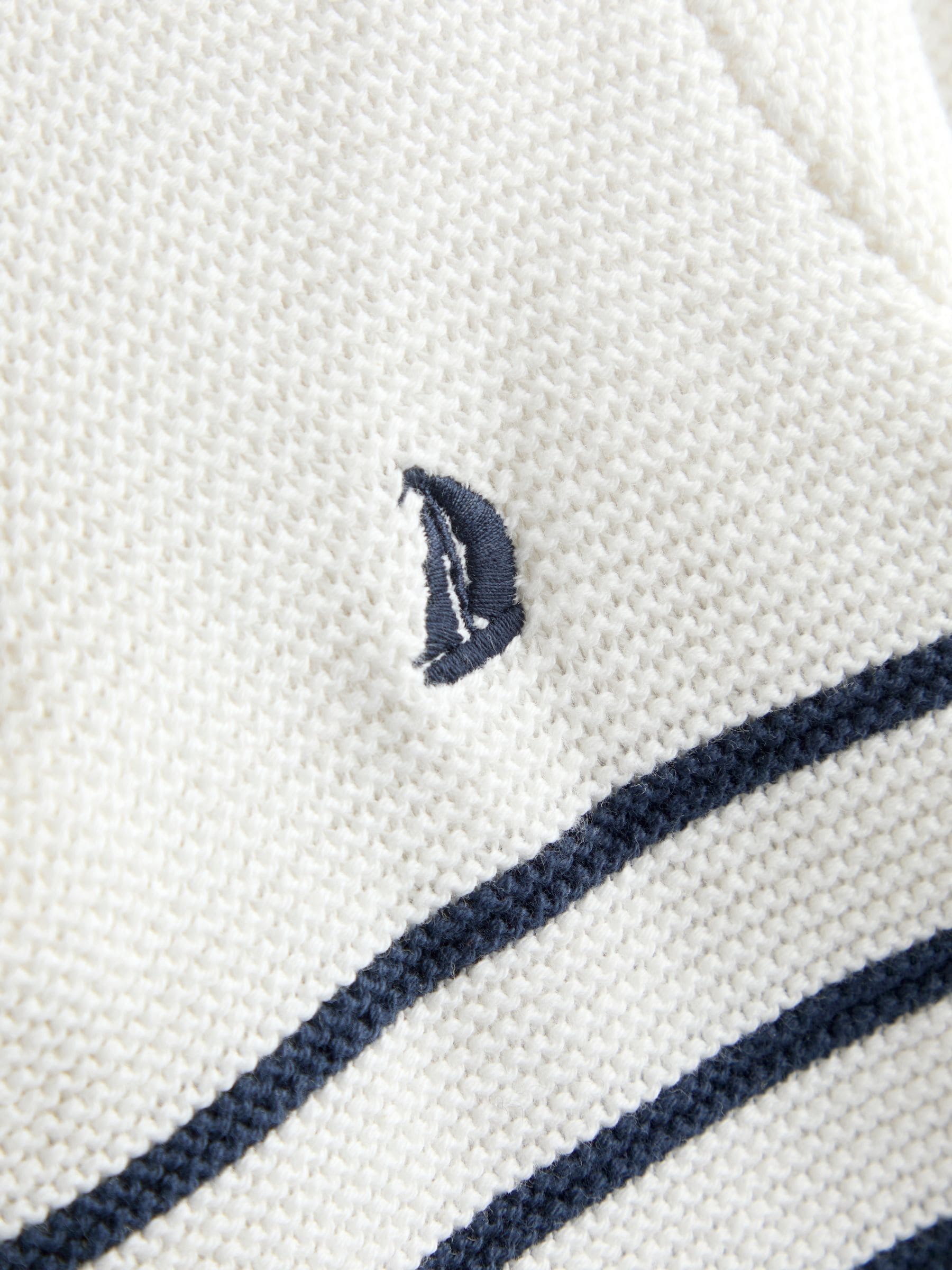 JoJo Maman Bébé Cream Navy Stripe Half Zip Knitted Jumper image 4