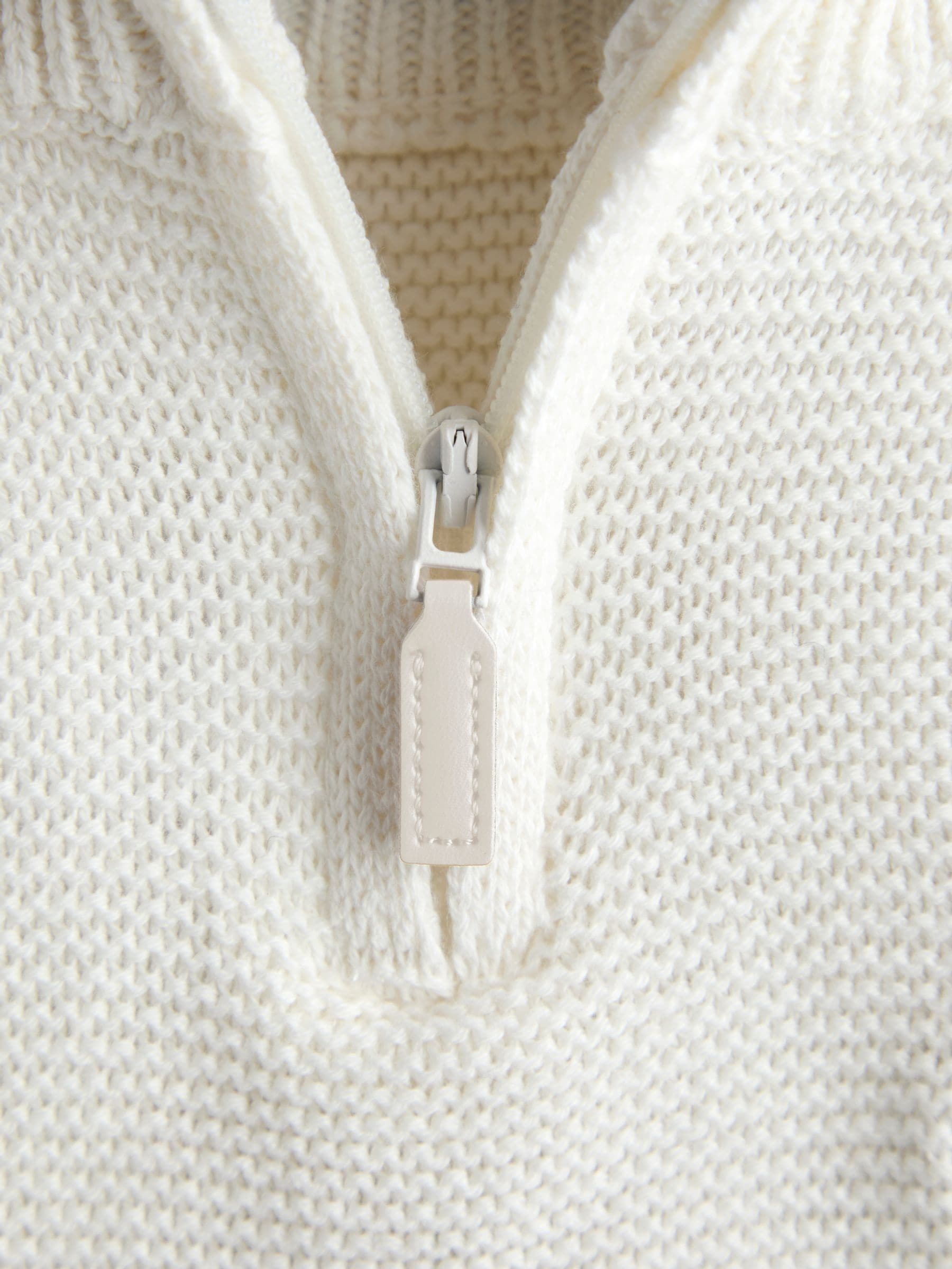 JoJo Maman Bébé Cream Navy Stripe Half Zip Knitted Jumper image 5