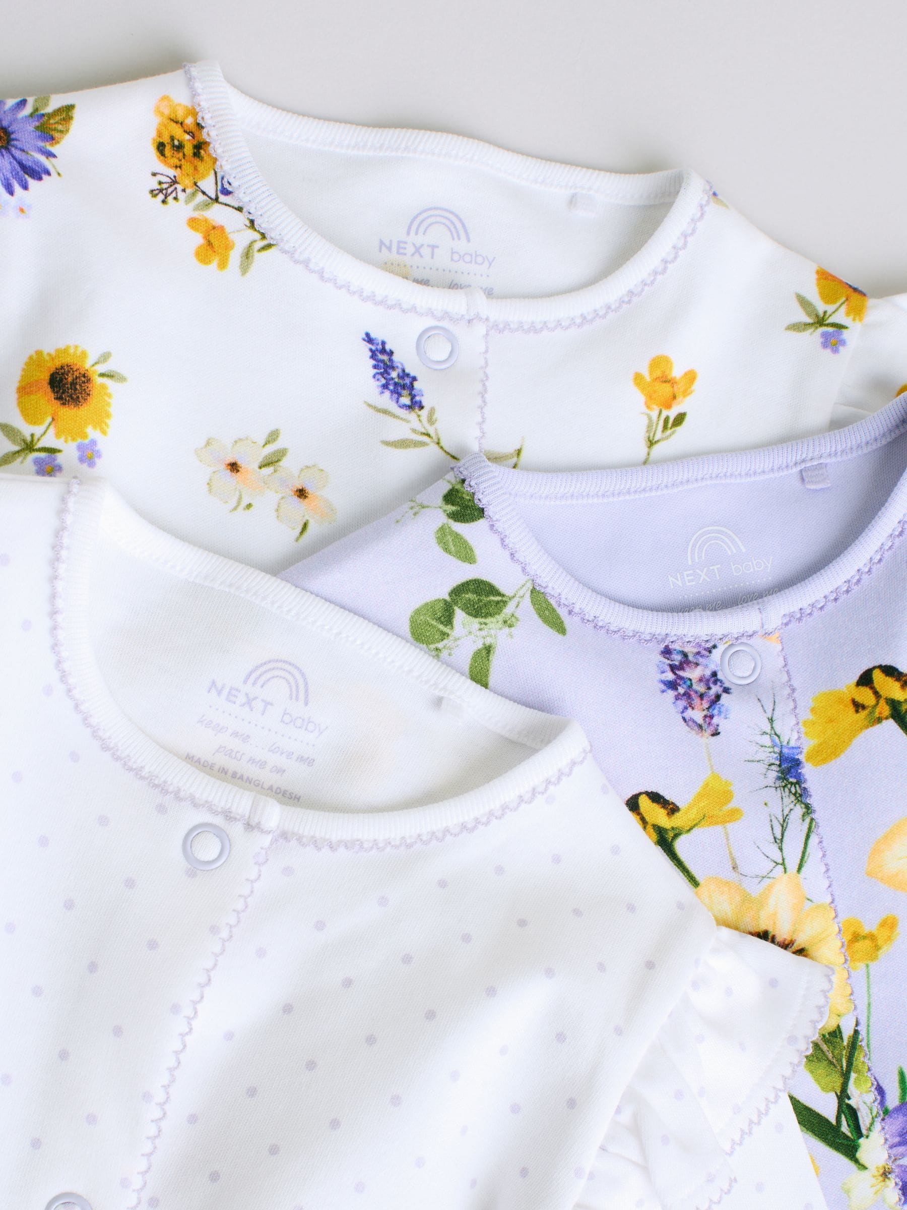 Lilac Purple Baby Sleepsuits 3 Pack (0mths-2yrs) image 8