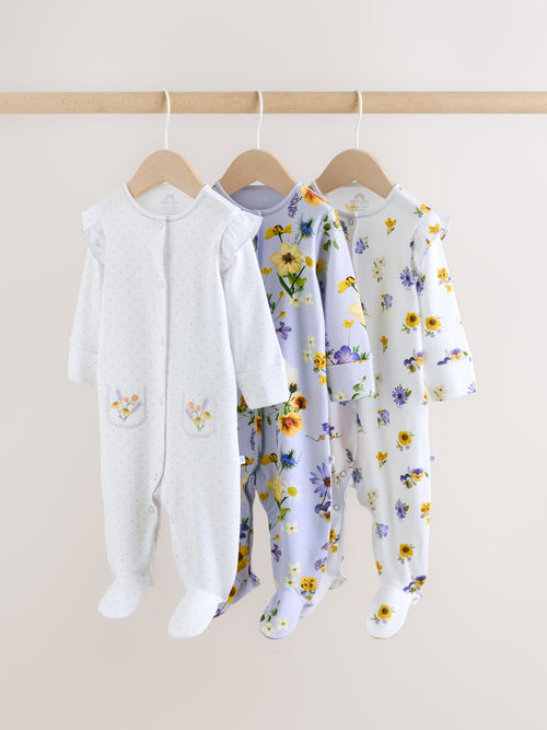 Lilac Purple Baby Sleepsuits 3 Pack (0mths-2yrs) image 1