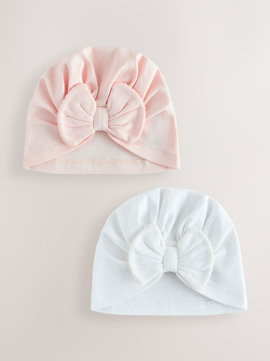 Pink/White Baby Turbans 2 Pack (0-18mths) image 1