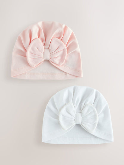 Pink/White Baby Turbans 2 Pack (0-18mths) image 1