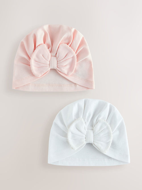 Pink/White Baby Turbans 2 Pack (0-18mths) image 1
