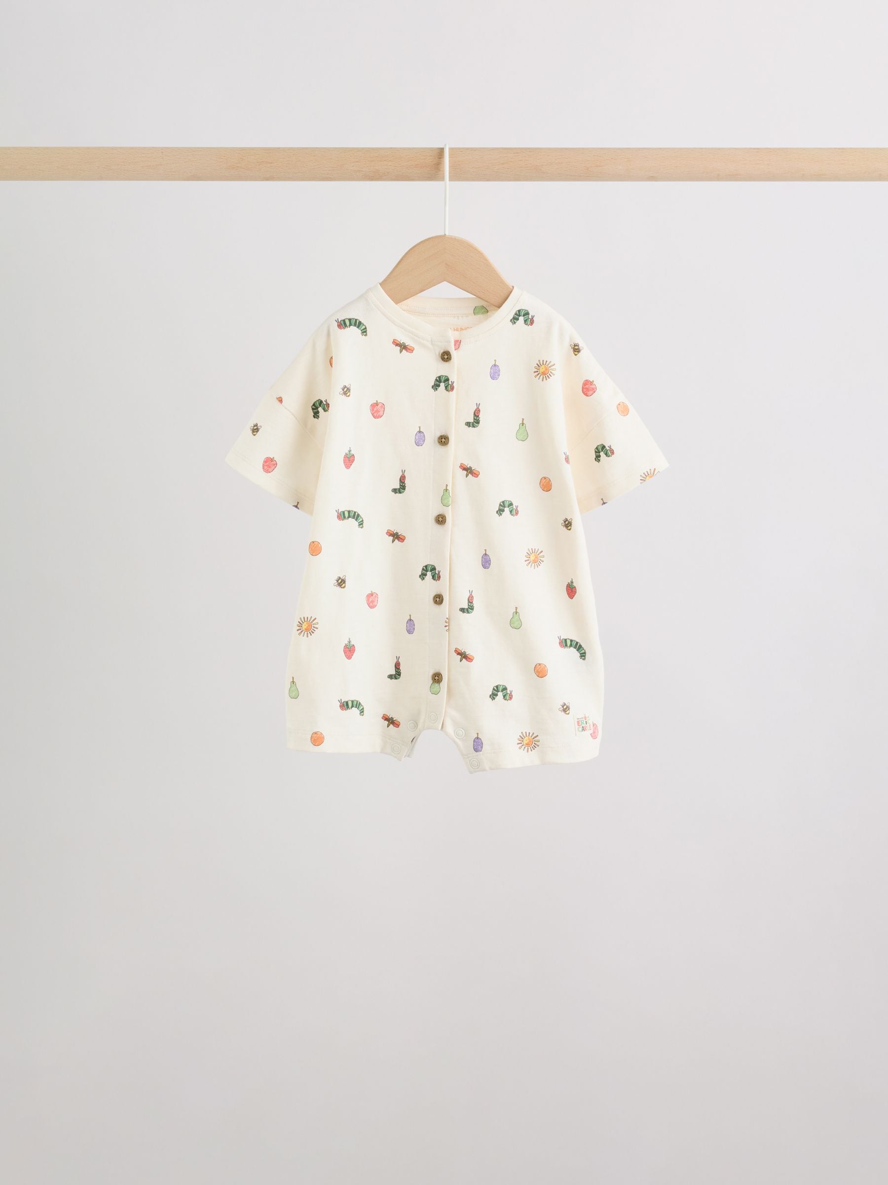 Neutral The Very Hungry Caterpillar License Jersey Baby Rompers 3 Pack image 4