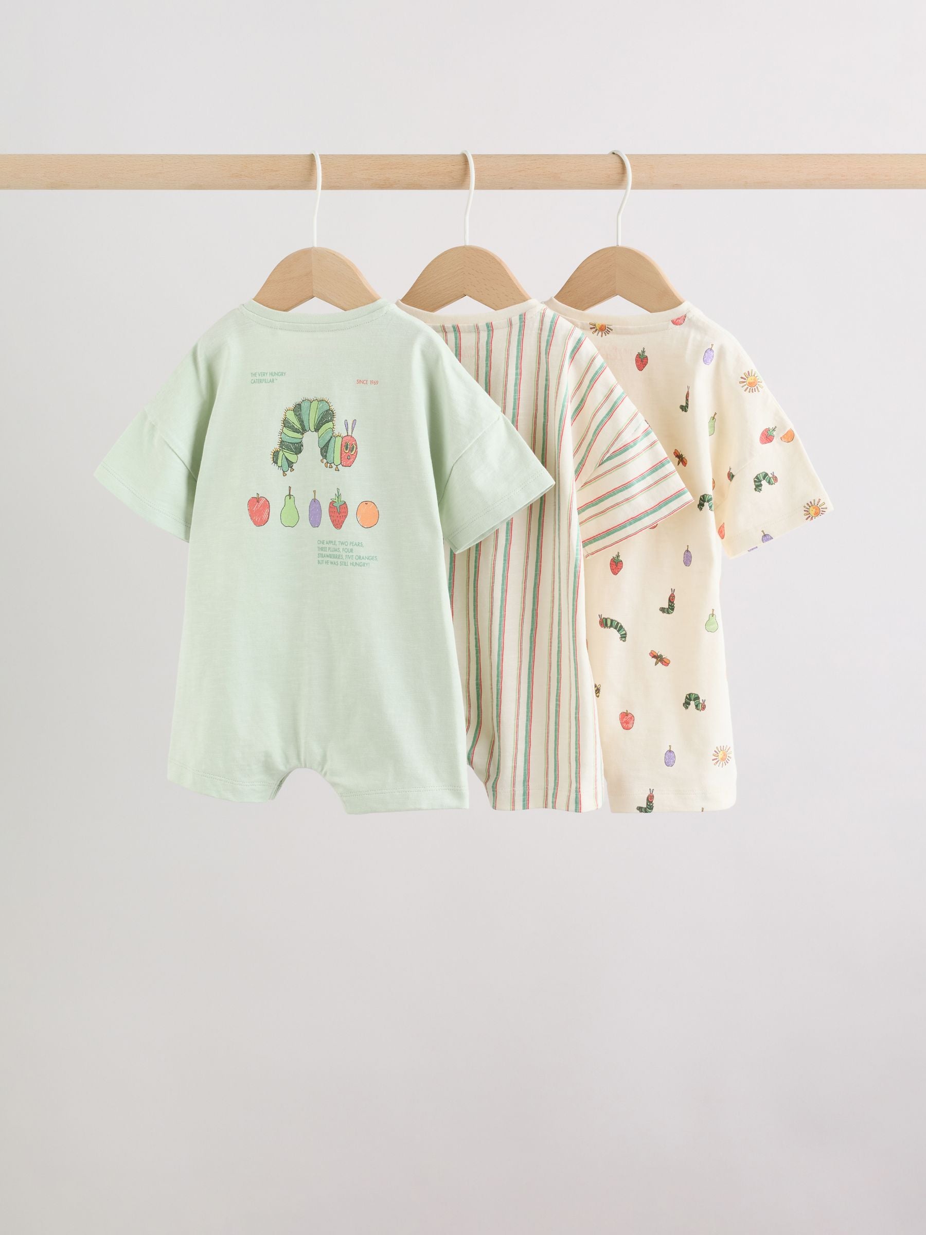 Neutral The Very Hungry Caterpillar License Jersey Baby Rompers 3 Pack image 5