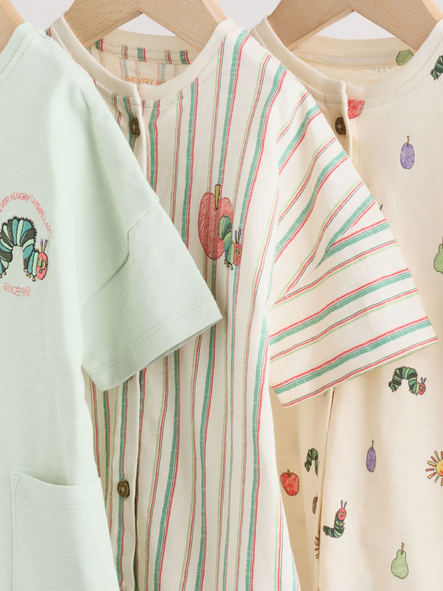 Neutral The Very Hungry Caterpillar License Jersey Baby Rompers 3 Pack image 7
