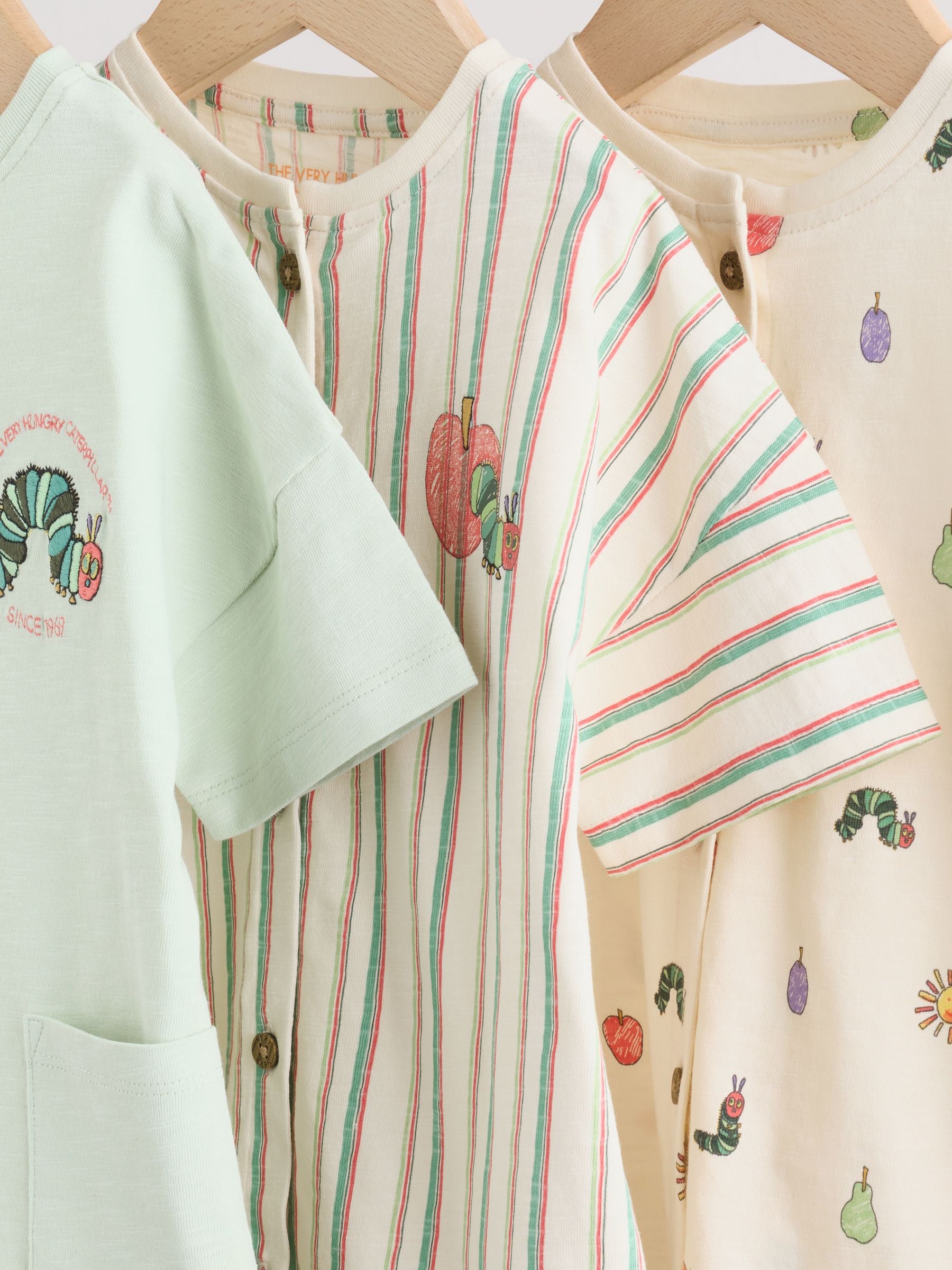 Neutral The Very Hungry Caterpillar License Jersey Baby Rompers 3 Pack image 7