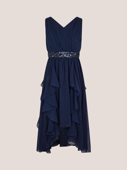 Monsoon Blue Clemmie Sequin Chiffon Prom Dress image 3