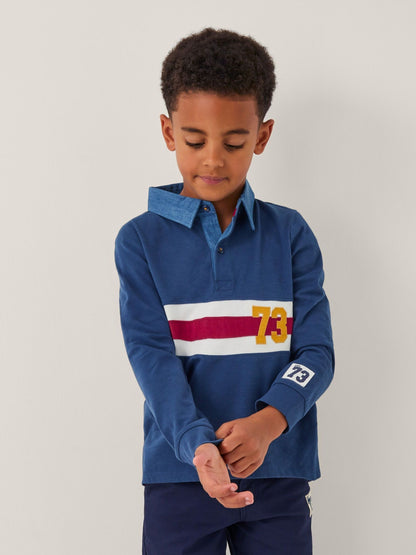 Dsiney Kidz - Monsoon Blue Stripe Long Sleeve Rugby Shirt image 1
