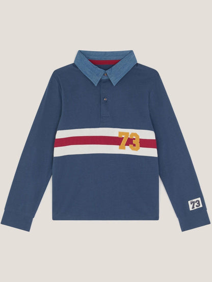 Dsiney Kidz - Monsoon Blue Stripe Long Sleeve Rugby Shirt image 2