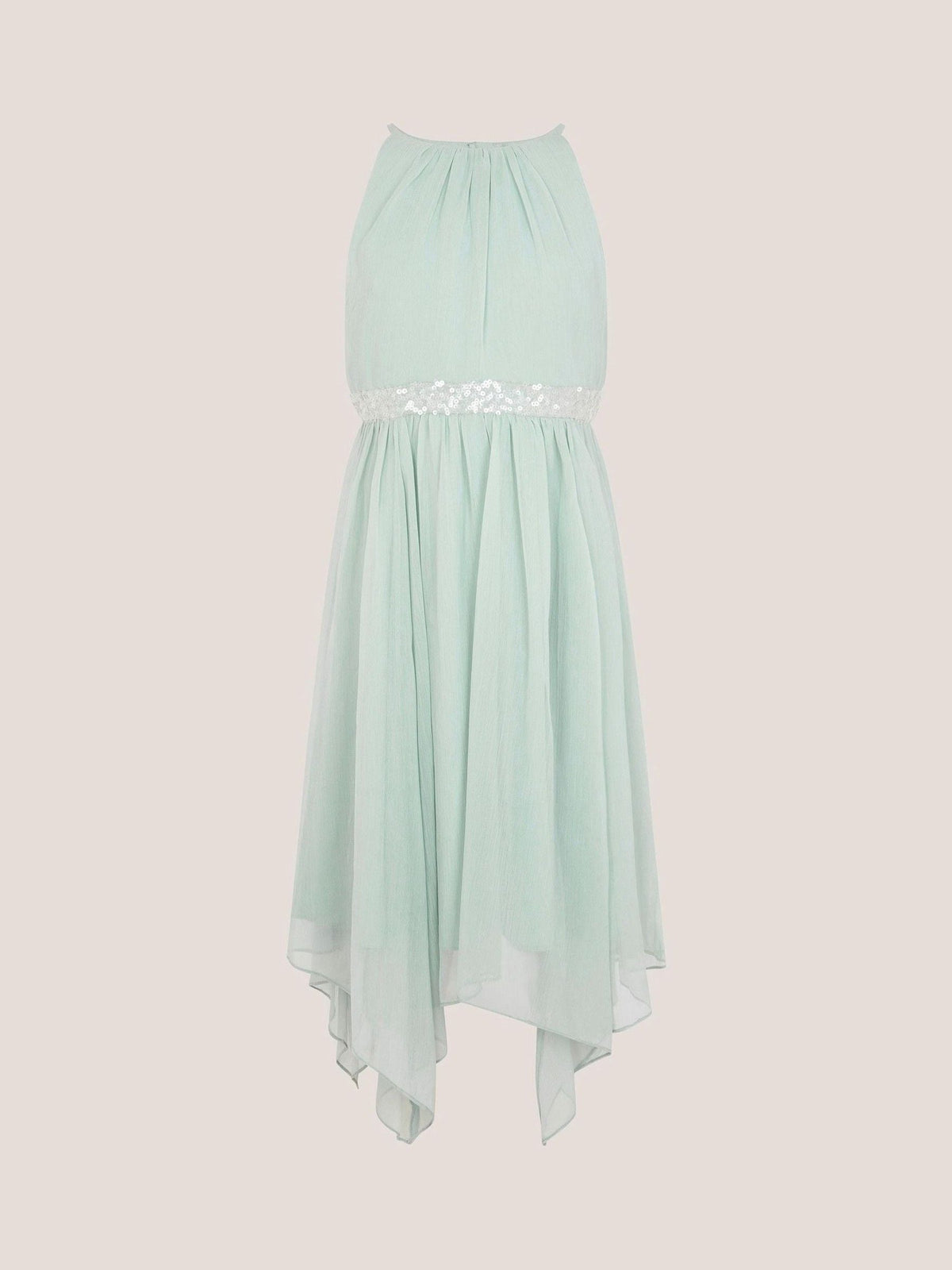 Monsoon Green Idaho Halter Chiffon Prom Dress - image 3