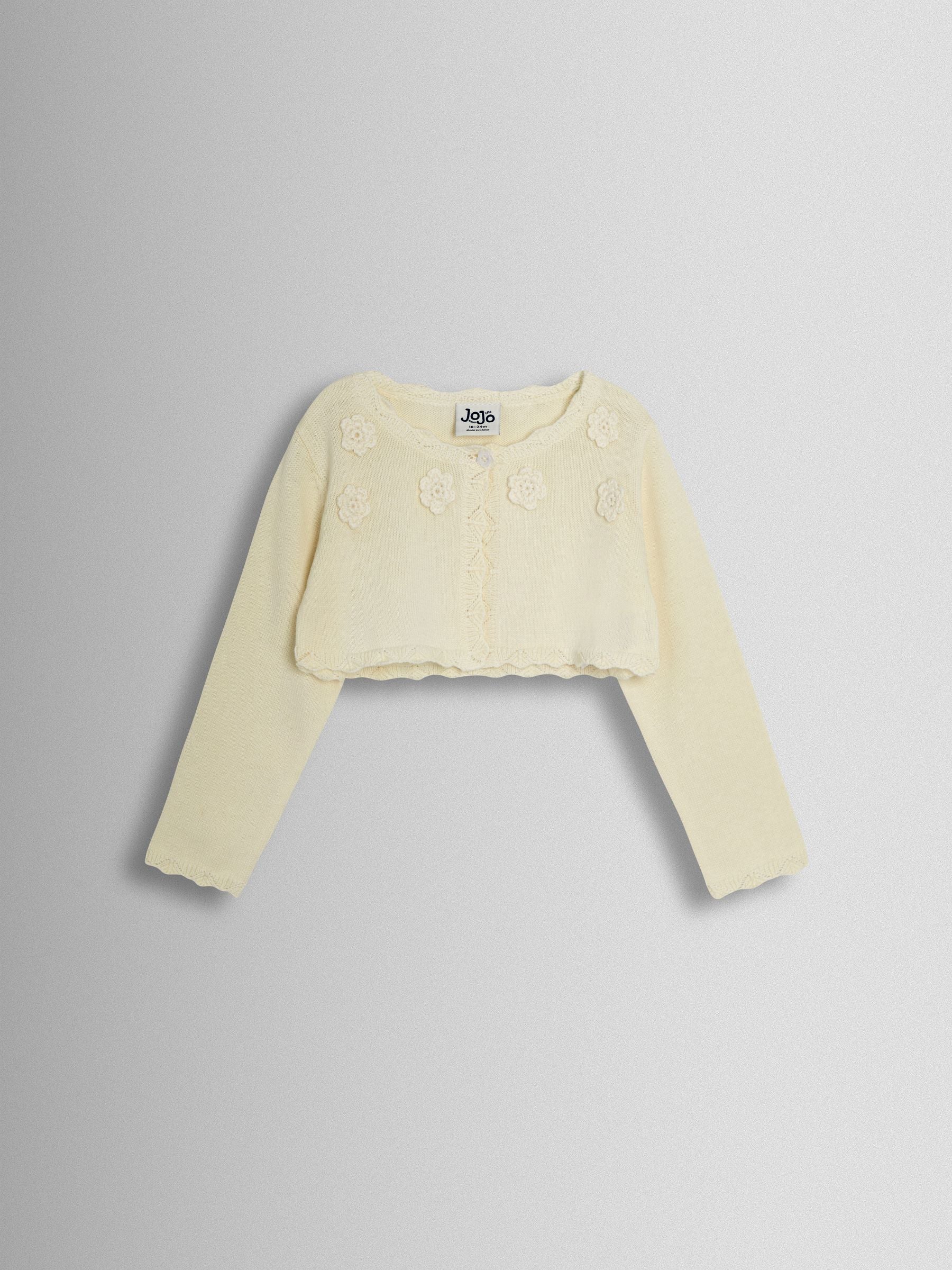 JoJo Maman Bébé Cream Crochet Flower Bolero Cardigan image 1