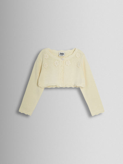 JoJo Maman Bébé Cream Crochet Flower Bolero Cardigan image 1