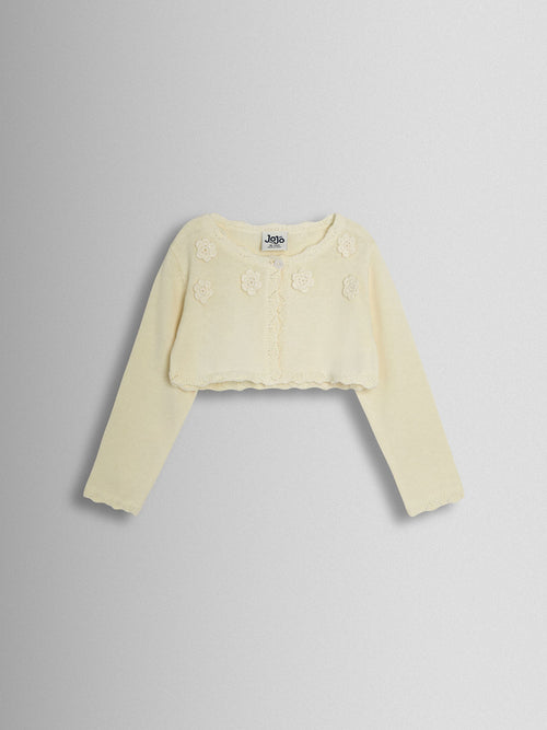 JoJo Maman Bébé Cream Crochet Flower Bolero Cardigan image 1