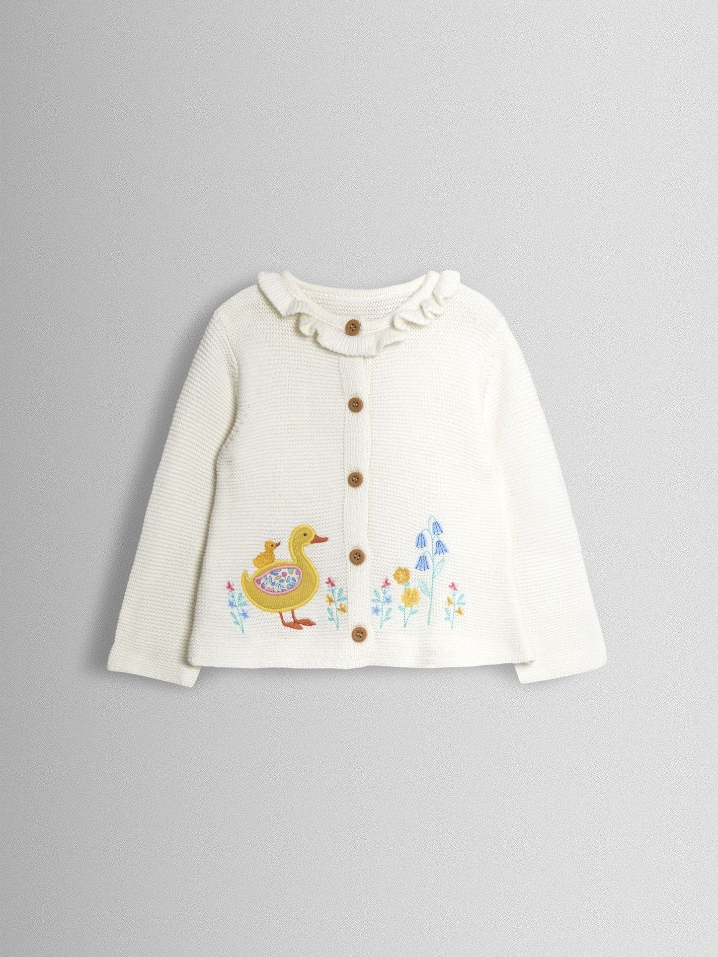 Dsiney Kidz - JoJo Maman Bébé Cream Duck Floral Appliqué Cardigan image 1