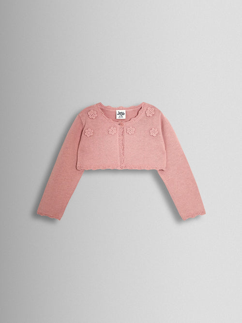 Dsiney Kidz - JoJo Maman Bébé Pink Crochet Flower Bolero Cardigan image 1