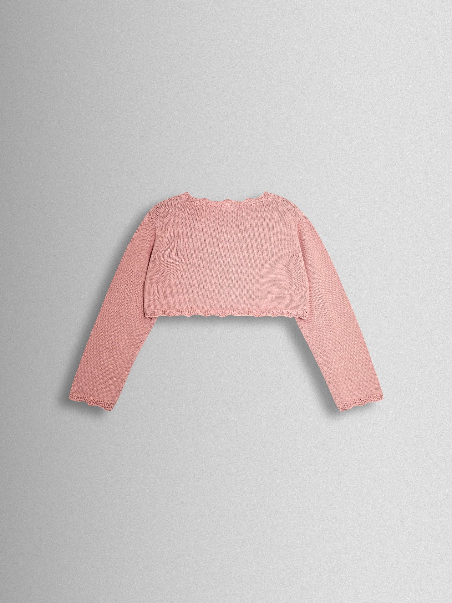 JoJo Maman Bébé Pink Crochet Flower Bolero Cardigan image 2