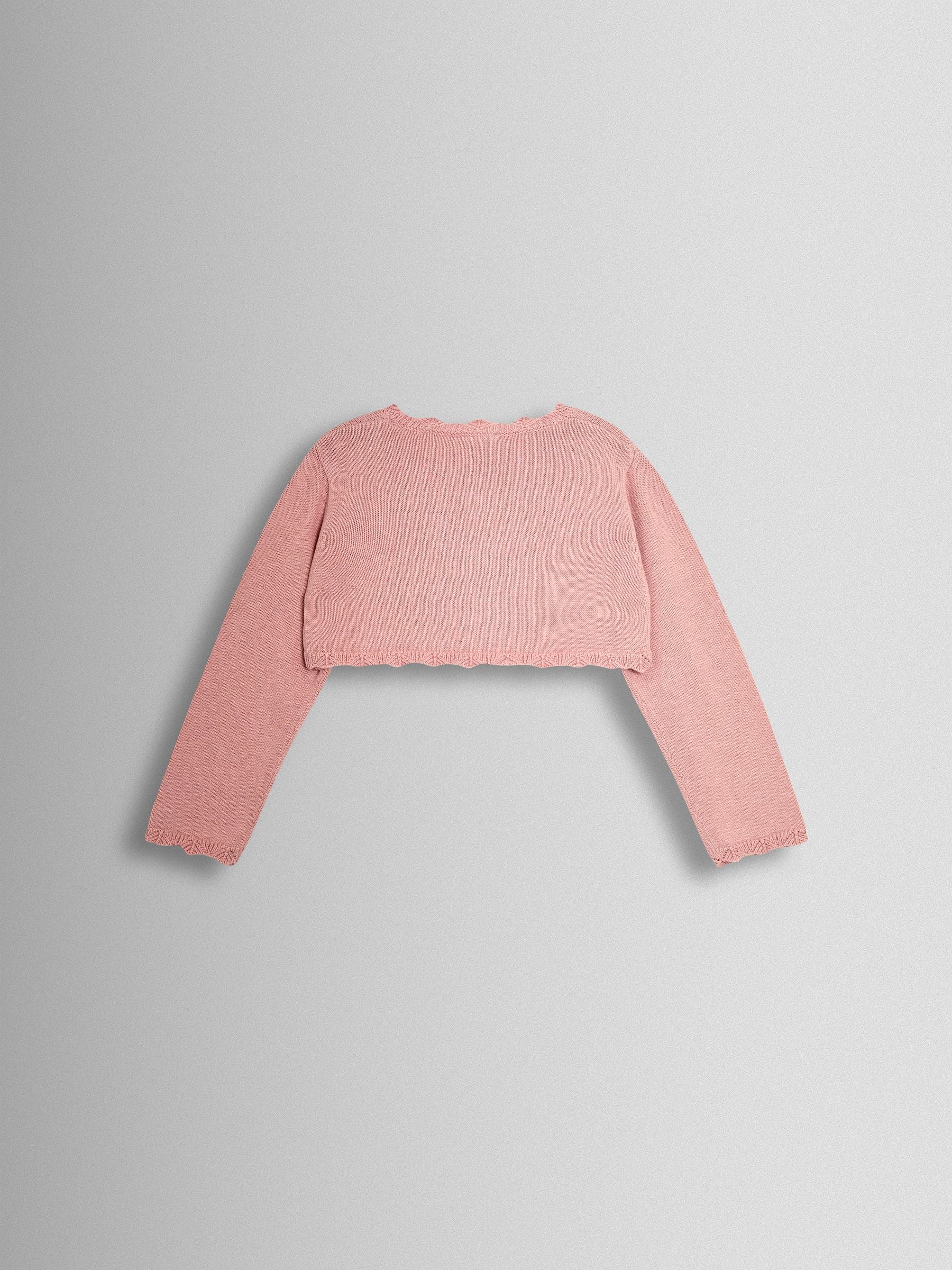 JoJo Maman Bébé Pink Crochet Flower Bolero Cardigan image 2