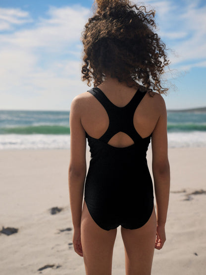Black Racerback Swimsuit (3-16yrs) image 2