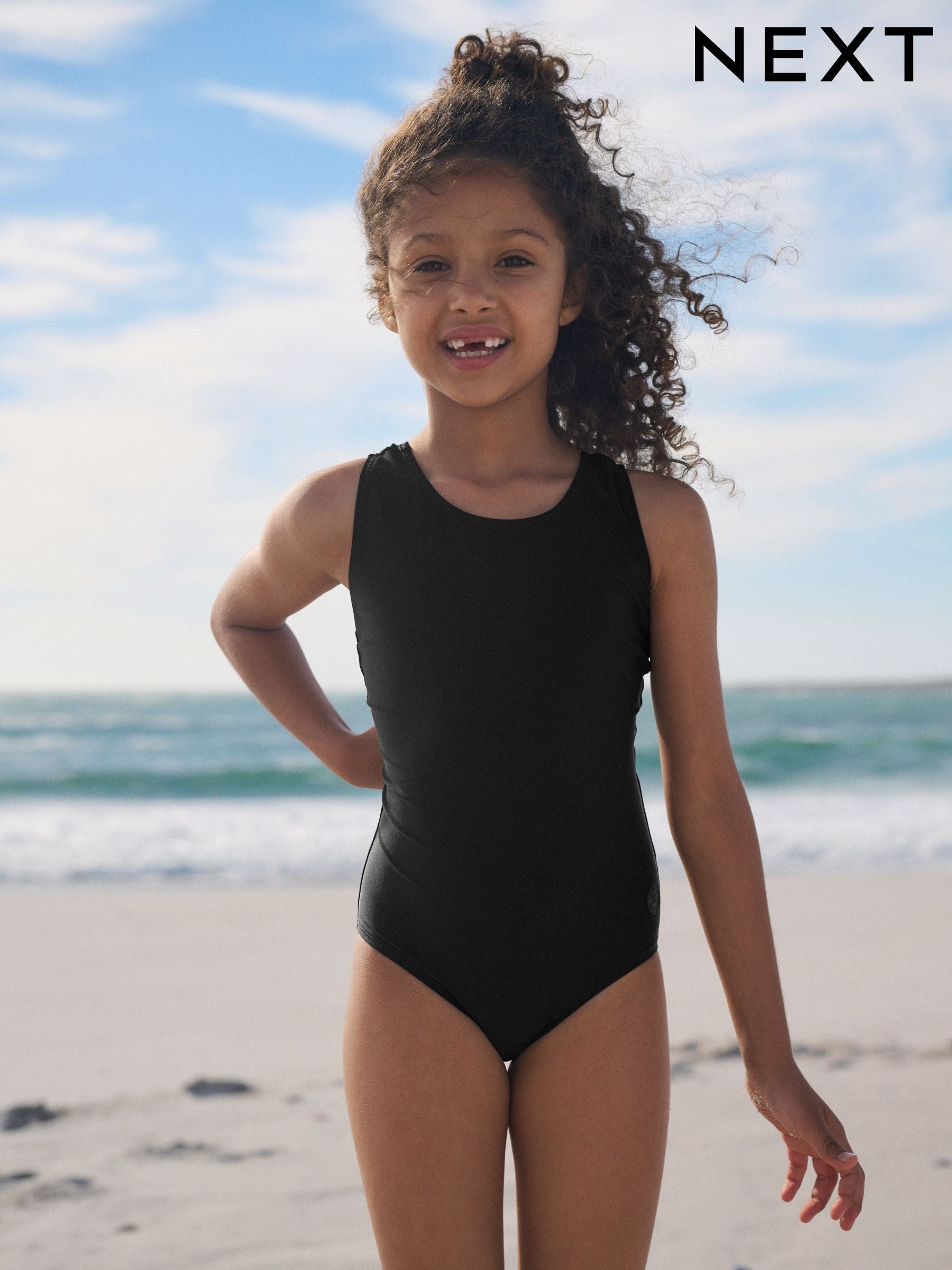 Black Racerback Swimsuit (3-16yrs) image 8