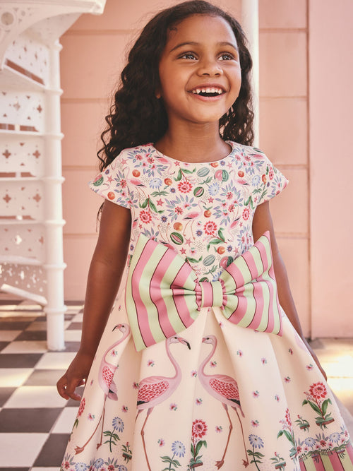 Dsiney Kidz - Cath Kidston Pink/Cream Stripe Scuba Bow Dress (3mths-7yrs) image 1