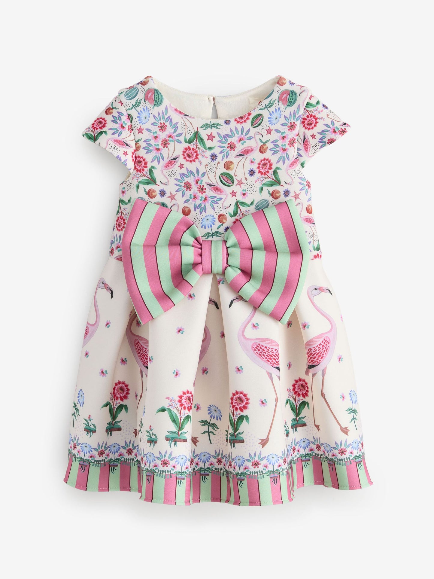 Cath Kidston Pink/Cream Stripe Scuba Bow Dress (3mths-7yrs) image 2
