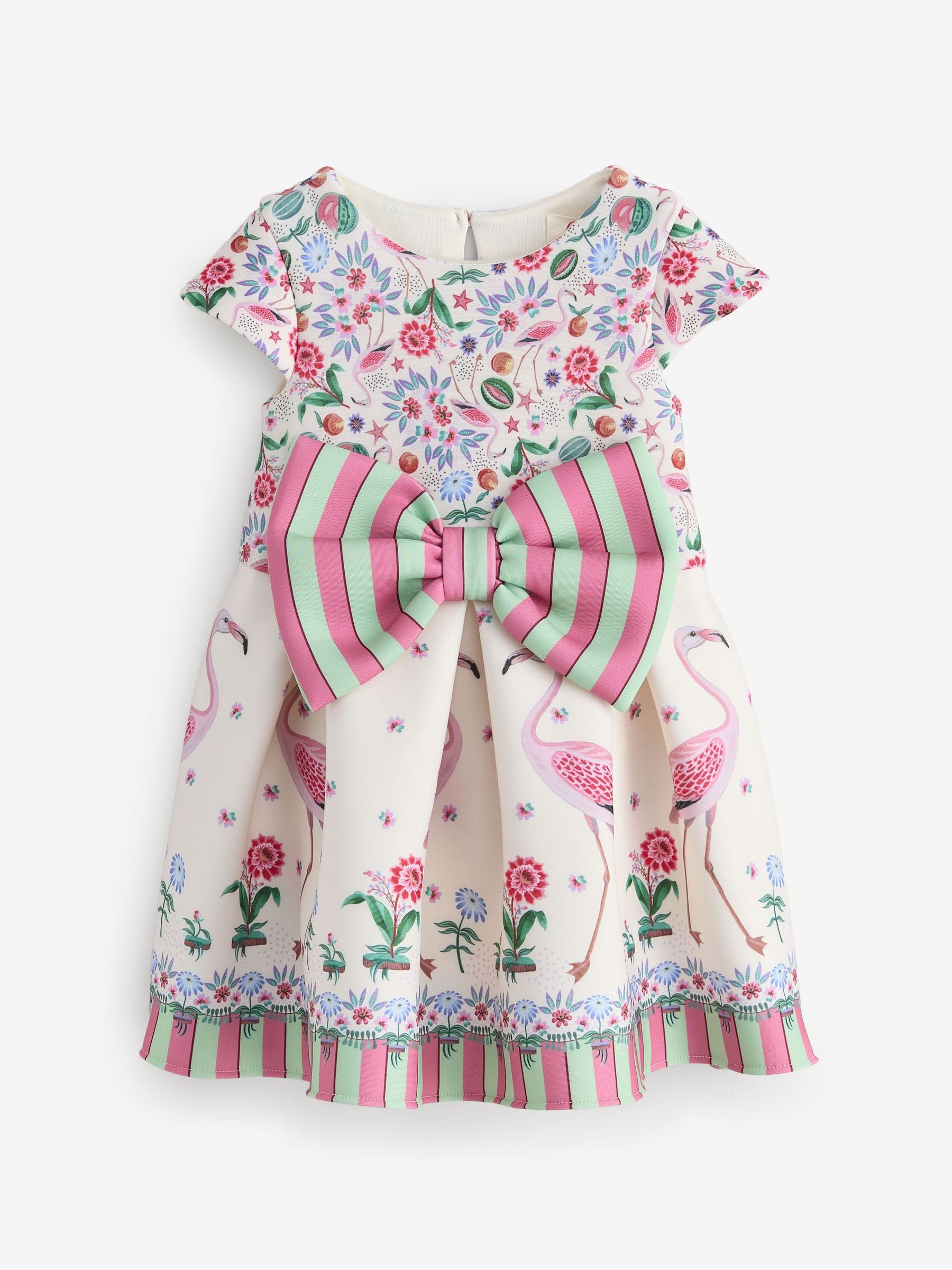 Cath Kidston Pink/Cream Stripe Scuba Bow Dress (3mths-7yrs) image 2