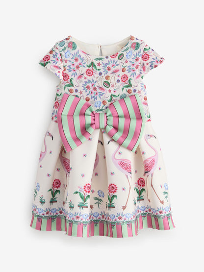 Cath Kidston Pink/Cream Stripe Scuba Bow Dress (3mths-7yrs) image 2