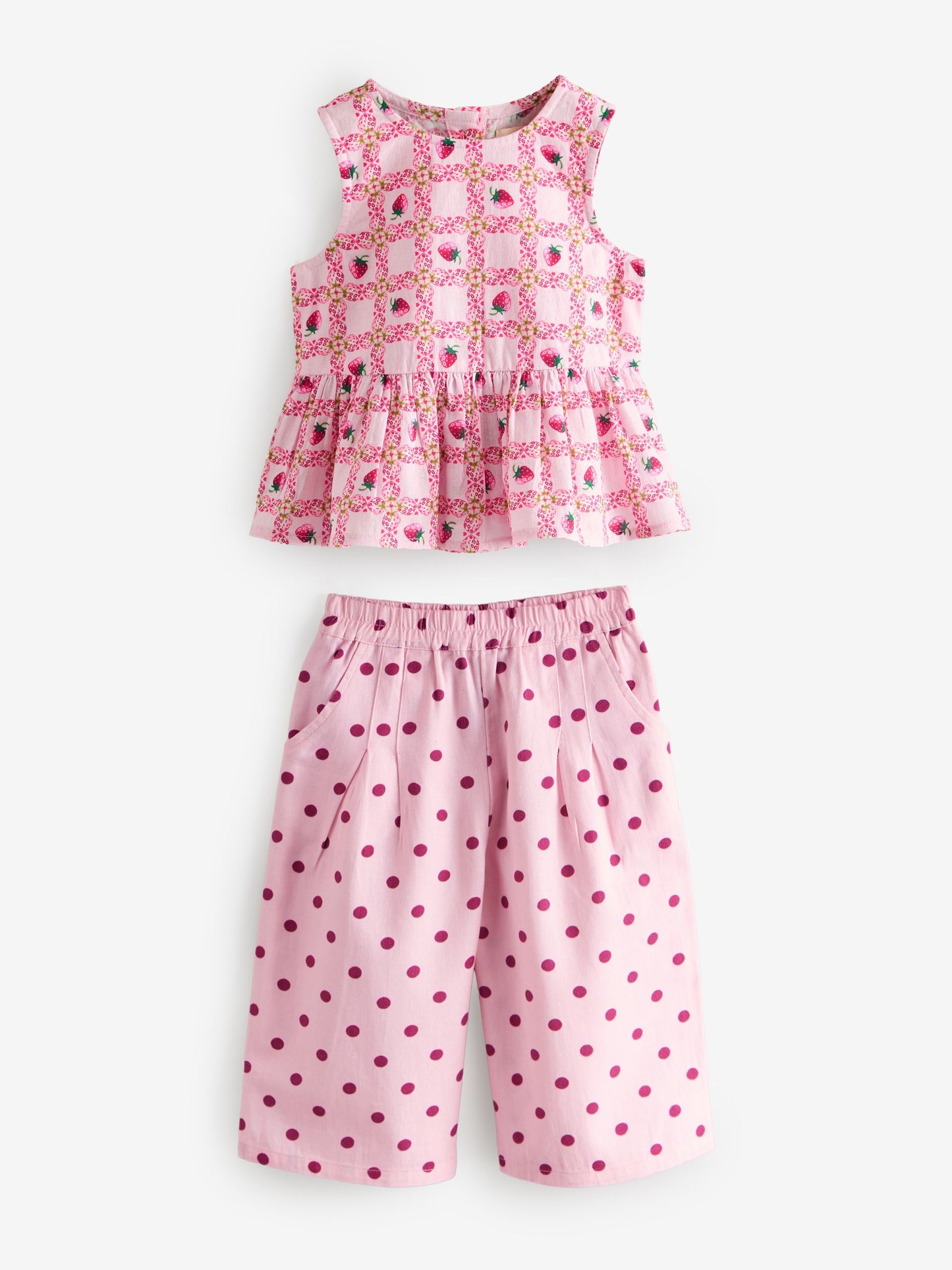 Cath Kidston Pink Strawberries Blouse And Trousers Set (3mths-8yrs) image 2