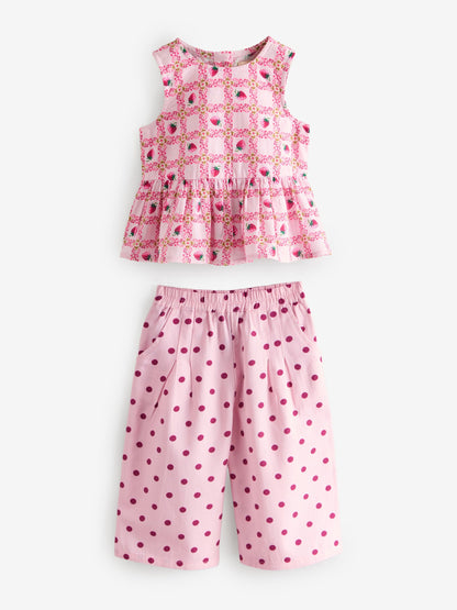 Cath Kidston Pink Strawberries Blouse And Trousers Set (3mths-8yrs) image 2