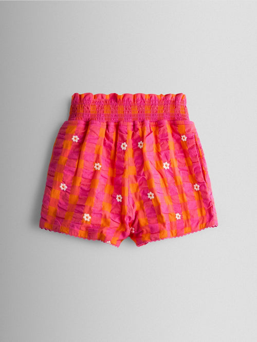 JoJo Maman Bébé Pink Smocked Waistband Embroidered Shorts image 1