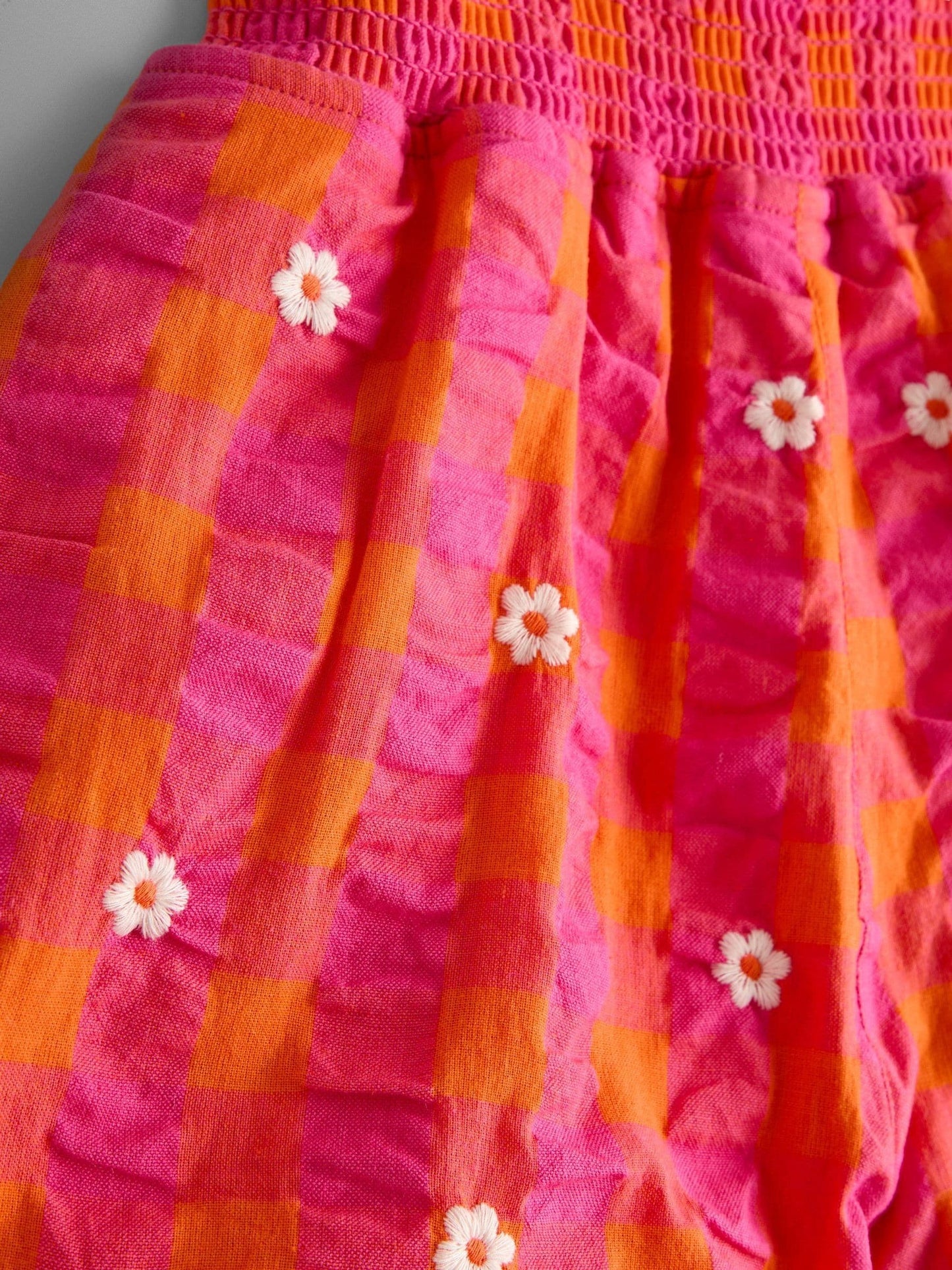 JoJo Maman Bébé Pink Smocked Waistband Embroidered Shorts image 3