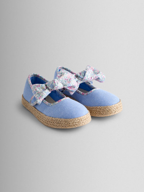 JoJo Maman Bébé Blue Bow Strap Ballet Pumps image 1