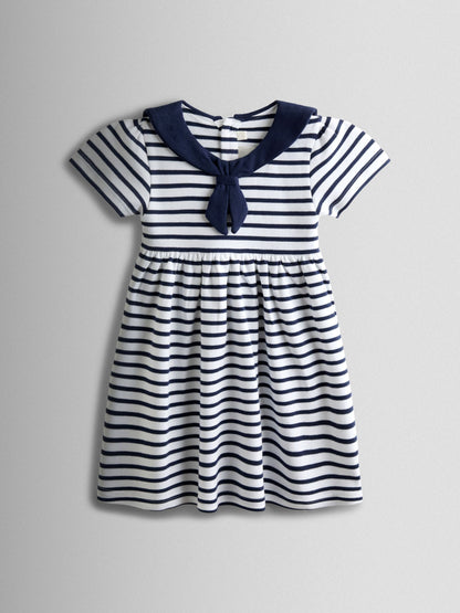 JoJo Maman Bébé Navy Blue Short Sleeve Sailor Dress image 1