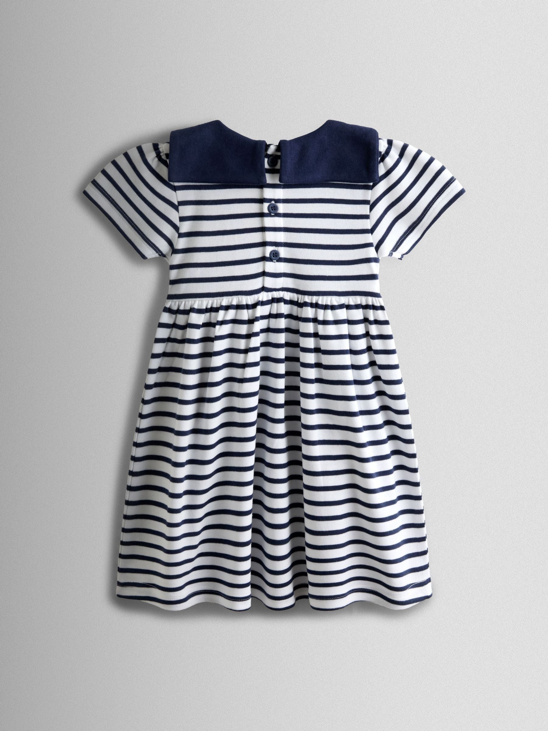 JoJo Maman Bébé Navy Blue Short Sleeve Sailor Dress image 2
