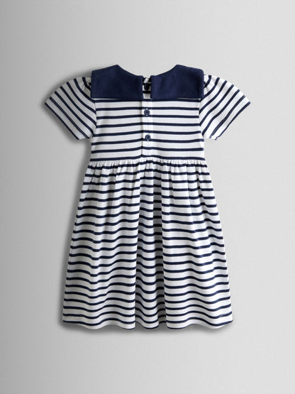 JoJo Maman Bébé Navy Blue Short Sleeve Sailor Dress image 2