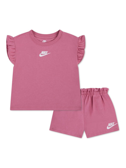 Nike Pink Little Kids Frilled Edge T-Shirt and Shorts Set image 1
