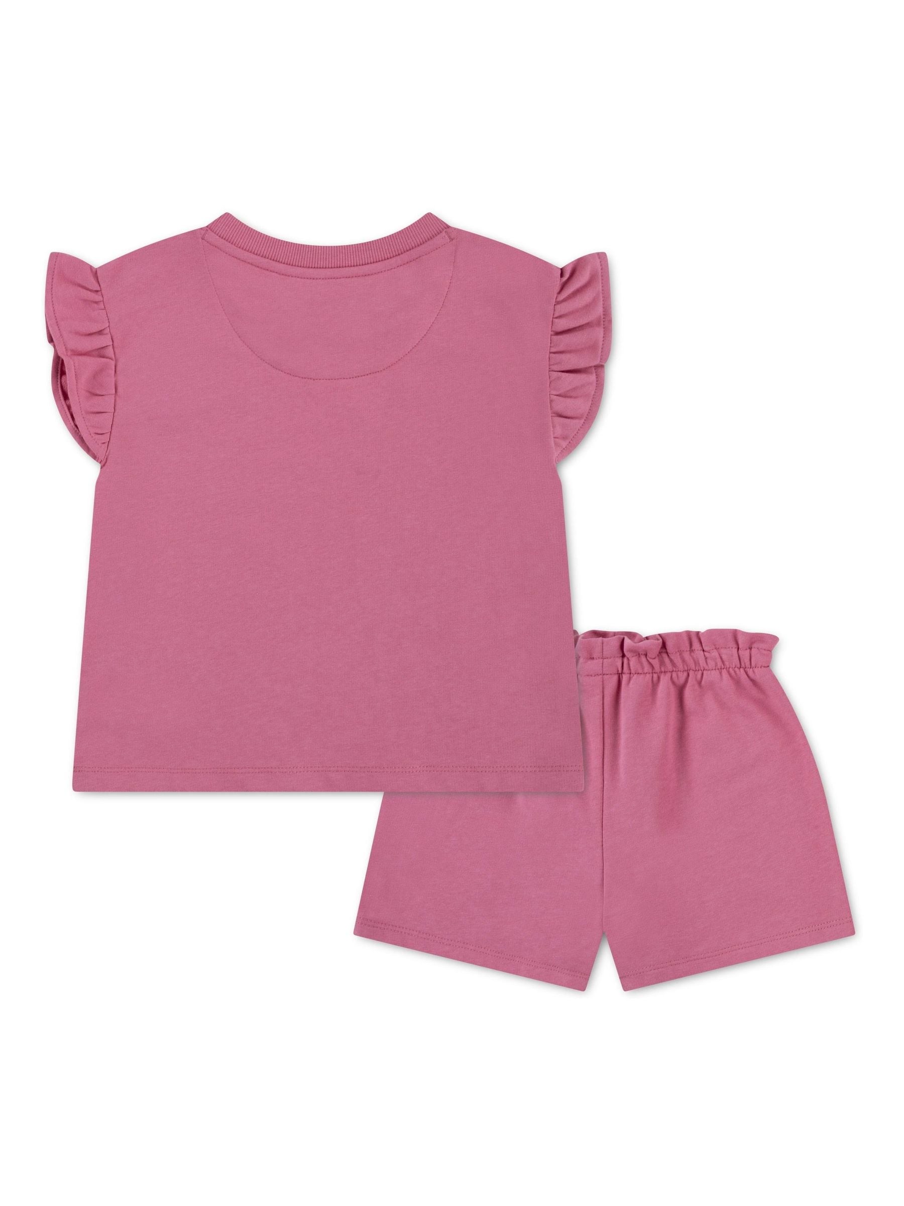 Nike Pink Little Kids Frilled Edge T-Shirt and Shorts Set image 2