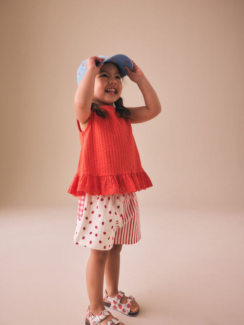Ecru/Red Stripe Strawberry Shorts (3mths-7yrs) image 1