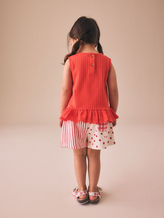 Ecru/Red Stripe Strawberry Shorts (3mths-7yrs) image 2