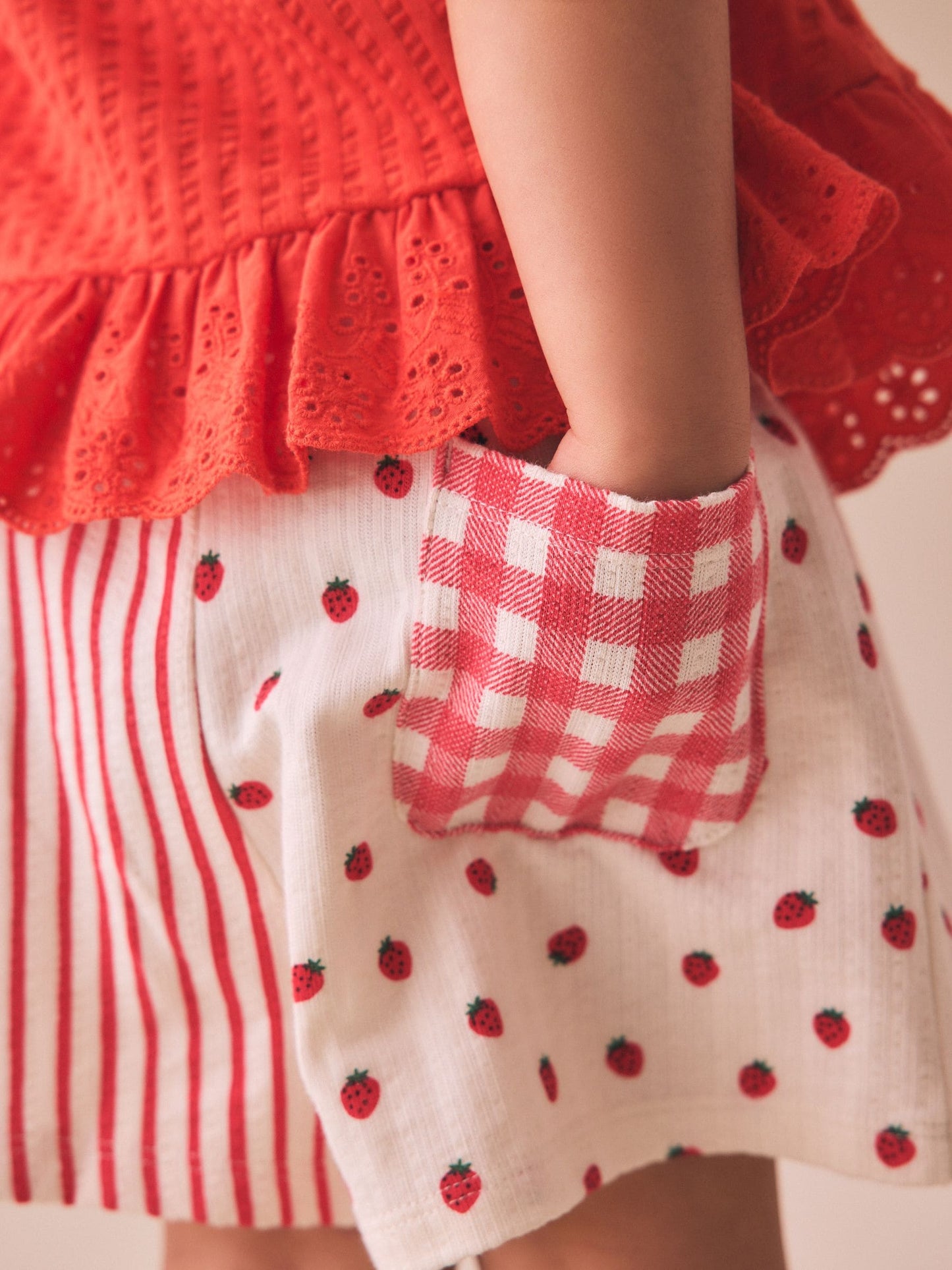 Ecru/Red Stripe Strawberry Shorts (3mths-7yrs) image 3