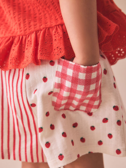 Ecru/Red Stripe Strawberry Shorts (3mths-7yrs) image 3