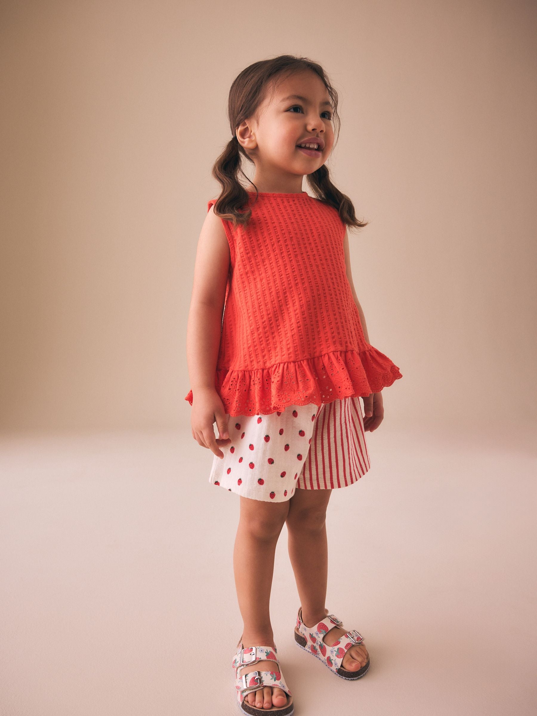 Ecru/Red Stripe Strawberry Shorts (3mths-7yrs) image 4